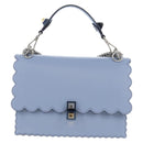 FENDI Canay Chain Bag Leather 2way Light Blue Silver 8BT283 Auth 210612M-2