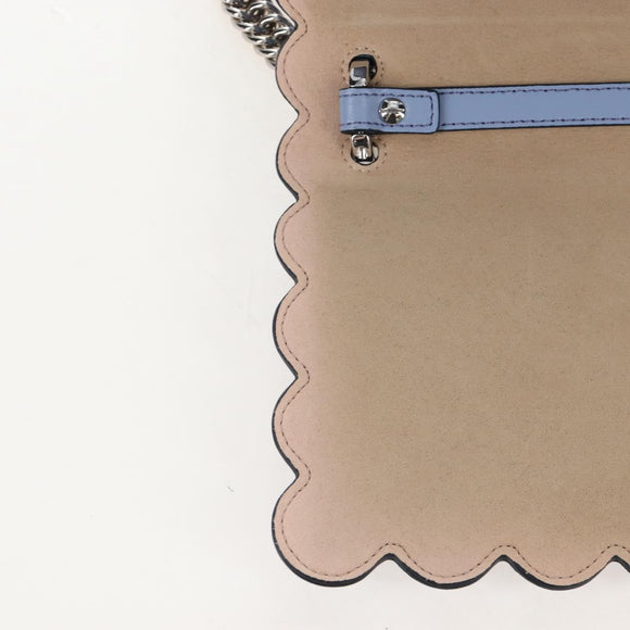 FENDI Canay Chain Bag Leather 2way Light Blue Silver 8BT283 Auth 210612M