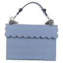 FENDI Canay Chain Bag Leather 2way Light Blue Silver 8BT283 Auth 210612M-3