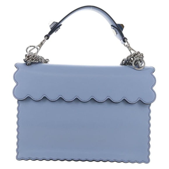 FENDI Canay Chain Bag Leather 2way Light Blue Silver 8BT283 Auth 210612M