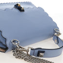 FENDI Canay Chain Bag Leather 2way Light Blue Silver 8BT283 Auth 210612M-6