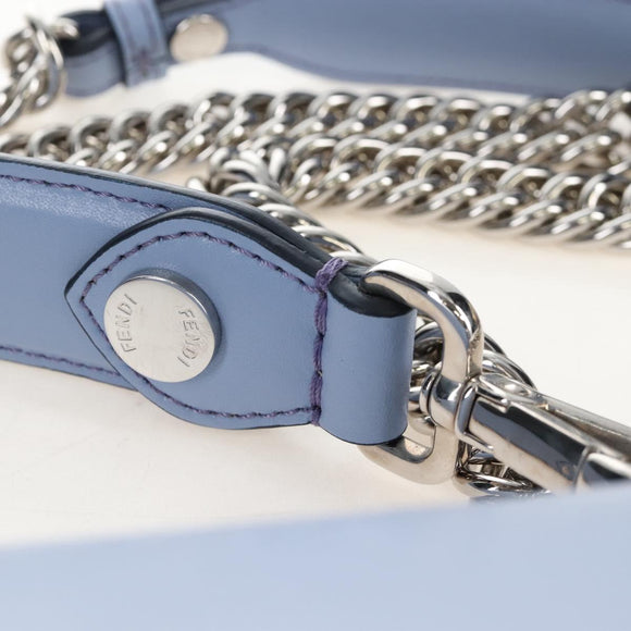 FENDI Canay Chain Bag Leather 2way Light Blue Silver 8BT283 Auth 210612M