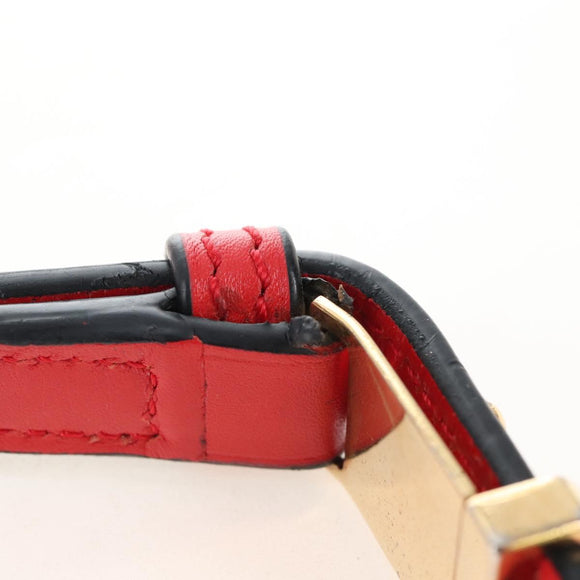 LOEWE Barcelona Shoulder Bag Leather Red Gold Auth 210613V