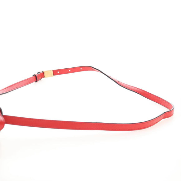 LOEWE Barcelona Shoulder Bag Leather Red Gold Auth 210613V