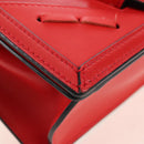 LOEWE Barcelona Shoulder Bag Leather Red Gold Auth 210613V-13