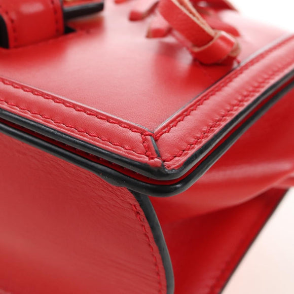 LOEWE Barcelona Shoulder Bag Leather Red Gold Auth 210613V