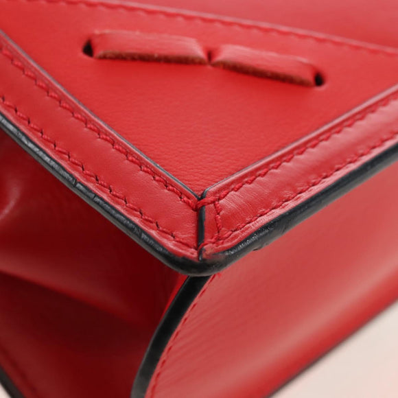 LOEWE Barcelona Shoulder Bag Leather Red Gold Auth 210613V