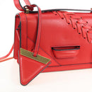 LOEWE Barcelona Shoulder Bag Leather Red Gold Auth 210613V-18