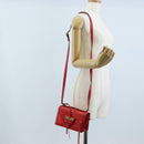 LOEWE Barcelona Shoulder Bag Leather Red Gold Auth 210613V-25