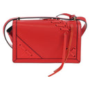 LOEWE Barcelona Shoulder Bag Leather Red Gold Auth 210613V-3