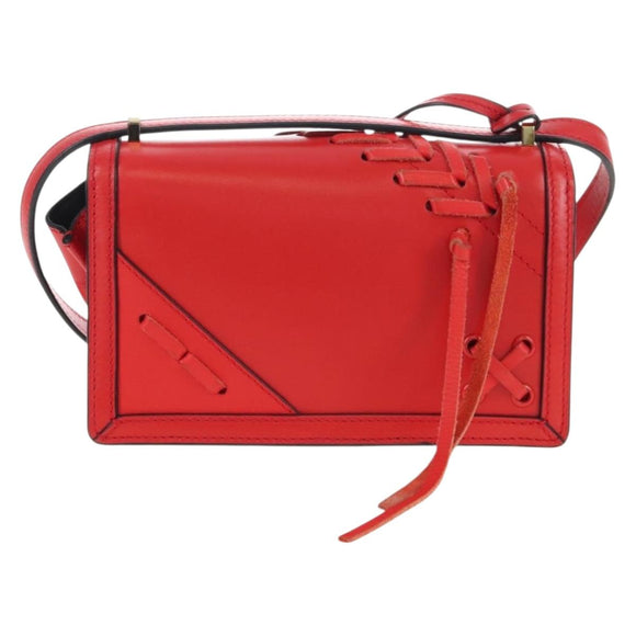 LOEWE Barcelona Shoulder Bag Leather Red Gold Auth 210613V