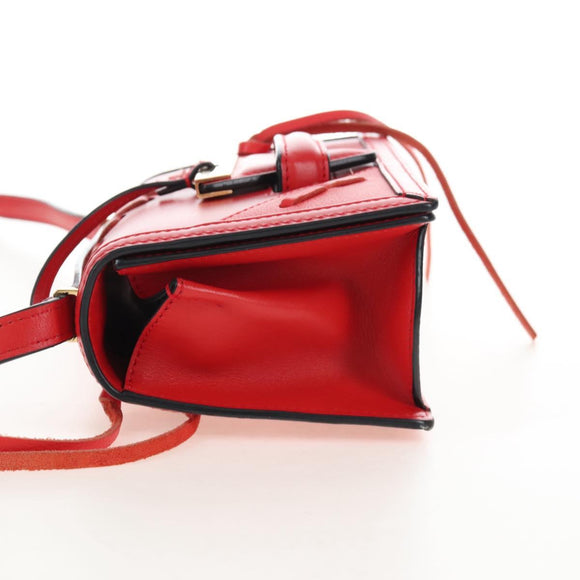 LOEWE Barcelona Shoulder Bag Leather Red Gold Auth 210613V