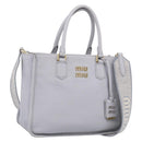 Miu Miu Hand Bag Vittero Dino Leather 2way Light Blue Gold Auth 210614M-1
