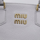 Miu Miu Hand Bag Vittero Dino Leather 2way Light Blue Gold Auth 210614M-18