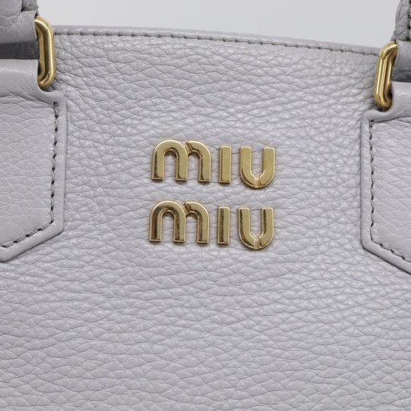 Miu Miu Hand Bag Vittero Dino Leather 2way Light Blue Gold Auth 210614M