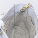 Miu Miu Hand Bag Vittero Dino Leather 2way Light Blue Gold Auth 210614M-21
