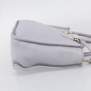 Miu Miu Hand Bag Vittero Dino Leather 2way Light Blue Gold Auth 210614M-5