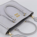 Miu Miu Hand Bag Vittero Dino Leather 2way Light Blue Gold Auth 210614M-6