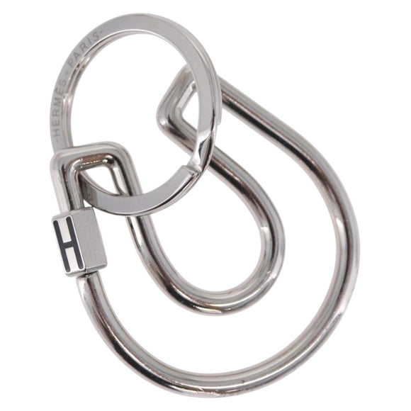 HERMES Fercheval Key Holder metal Silver Auth 210615M