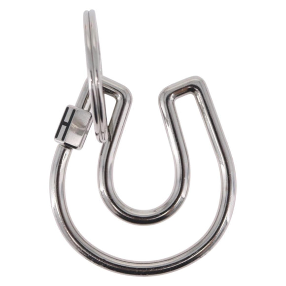 HERMES Fercheval Key Holder metal Silver Auth 210615M