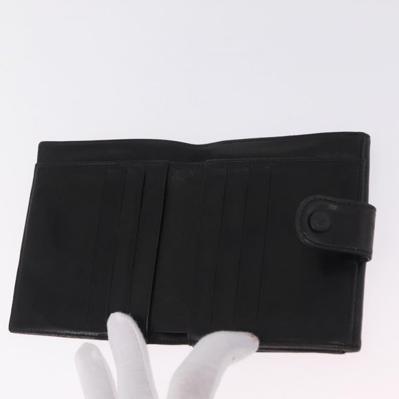 CHANEL COCO Mark Wallet Leather Black Gold CC Auth 210616