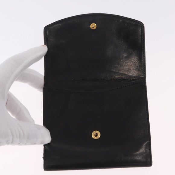 CHANEL COCO Mark Wallet Leather Black Gold CC Auth 210616
