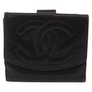CHANEL COCO Mark Wallet Leather Black Gold CC Auth 210616-2