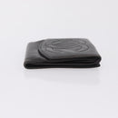 CHANEL COCO Mark Wallet Leather Black Gold CC Auth 210616-4