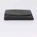 CHANEL COCO Mark Wallet Leather Black Gold CC Auth 210616-7