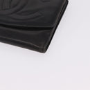 CHANEL COCO Mark Wallet Leather Black Gold CC Auth 210616-9