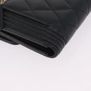 CHANEL Boy Chanel Matelasse Compact Wallet Caviar Skin Black CC Auth 210618M-15
