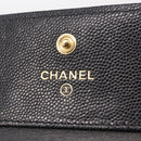 CHANEL Boy Chanel Matelasse Compact Wallet Caviar Skin Black CC Auth 210618M-15