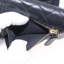 CHANEL Boy Chanel Matelasse Compact Wallet Caviar Skin Black CC Auth 210618M-21