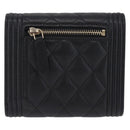 CHANEL Boy Chanel Matelasse Compact Wallet Caviar Skin Black CC Auth 210618M-3