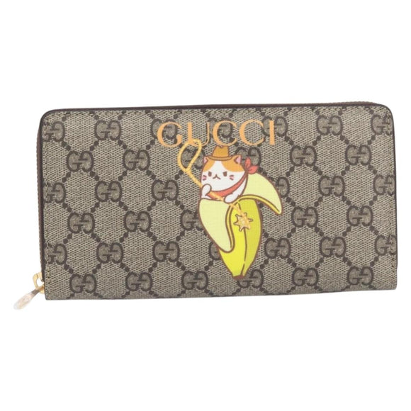 GUCCI GG Supreme BNF Collaboration Wallet PVC Beige Gold 701060 Auth 210620M