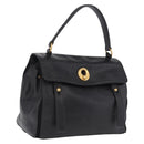 Saint Laurent Muse Two Hand Bag Leather Black Gold Auth 210627A-1