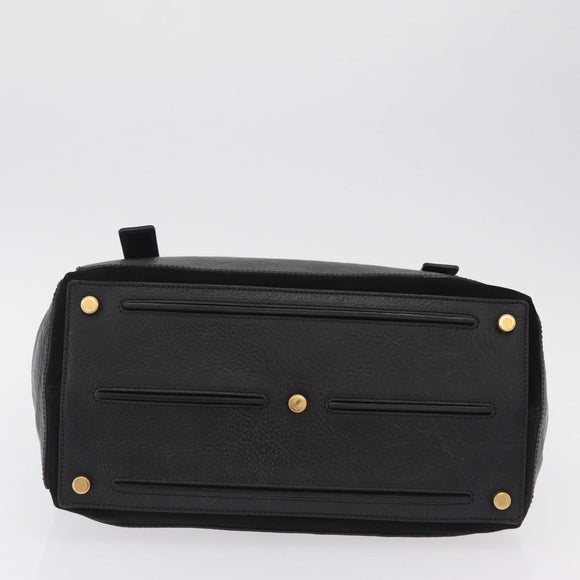 Saint Laurent Muse Two Hand Bag Leather Black Gold Auth 210627A
