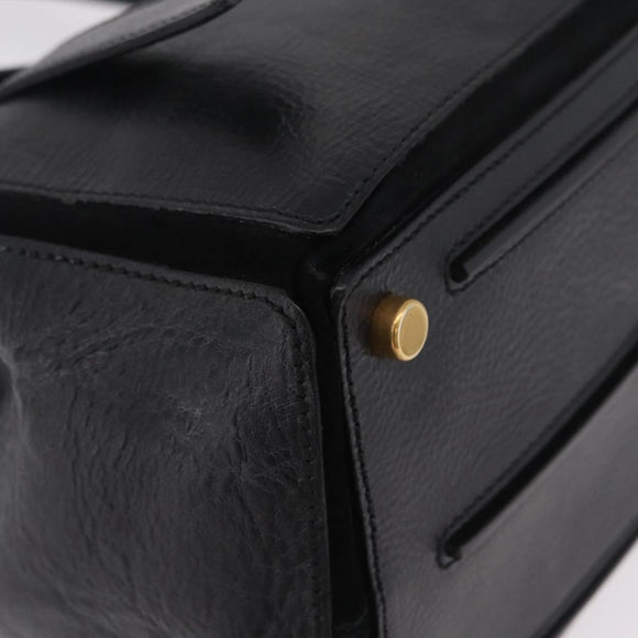 Saint Laurent Muse Two Hand Bag Leather Black Gold Auth 210627A