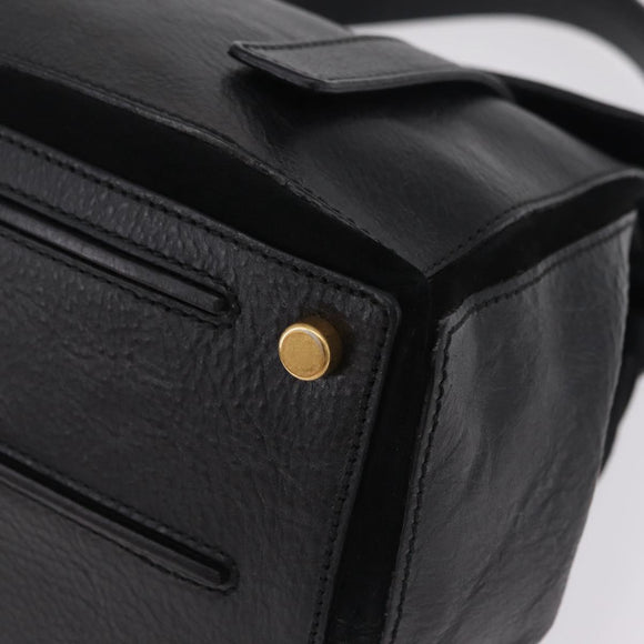 Saint Laurent Muse Two Hand Bag Leather Black Gold Auth 210627A