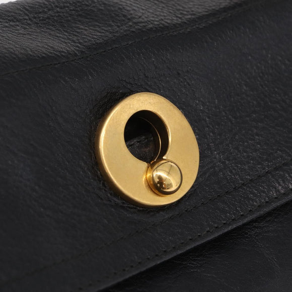 Saint Laurent Muse Two Hand Bag Leather Black Gold Auth 210627A