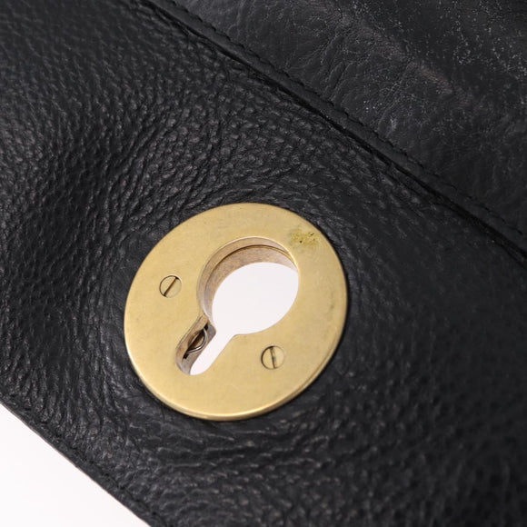 Saint Laurent Muse Two Hand Bag Leather Black Gold Auth 210627A