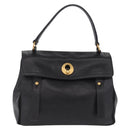 Saint Laurent Muse Two Hand Bag Leather Black Gold Auth 210627A-2