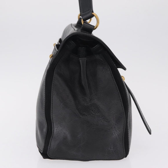Saint Laurent Muse Two Hand Bag Leather Black Gold Auth 210627A