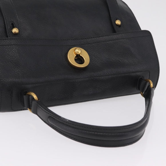 Saint Laurent Muse Two Hand Bag Leather Black Gold Auth 210627A