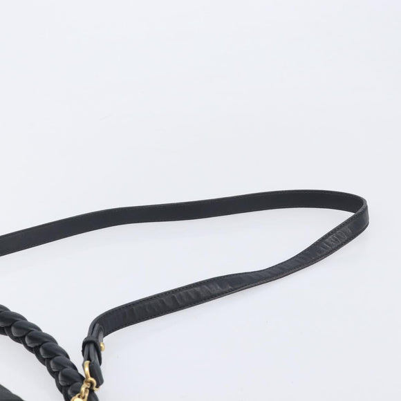Miu Miu Matelasse Shoulder Bag Leather Black Gold Auth 210628A