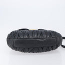 Miu Miu Matelasse Shoulder Bag Leather Black Gold Auth 210628A-14