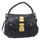 Miu Miu Matelasse Shoulder Bag Leather Black Gold Auth 210628A-2