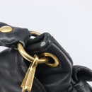 Miu Miu Matelasse Shoulder Bag Leather Black Gold Auth 210628A-22
