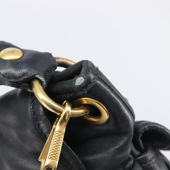 Miu Miu Matelasse Shoulder Bag Leather Black Gold Auth 210628A