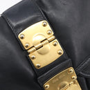 Miu Miu Matelasse Shoulder Bag Leather Black Gold Auth 210628A-23
